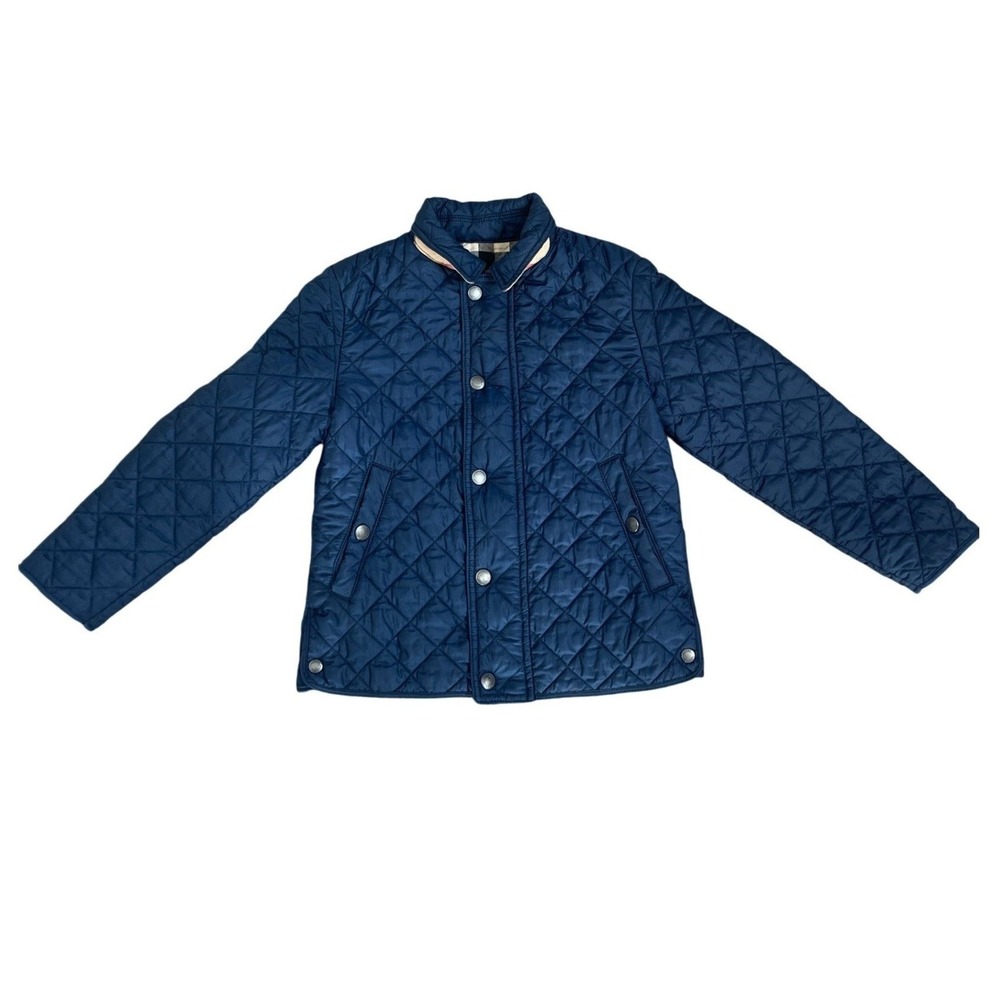 Burberry Childrens Quilted Jacket Navy Blue Classic Check Lining Size 6y‎